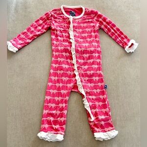 Kickee Pants Ruffle Coverall with Snaps - Pink Nautical Bow Knots
